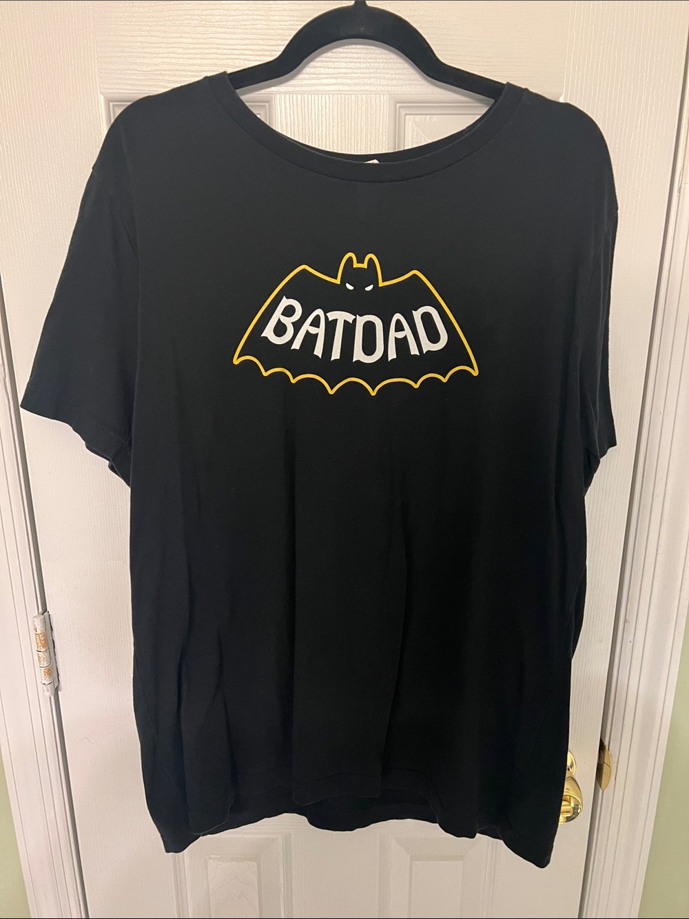 Bella Canvas Black "Batdad" Short Sleeve Tee with Yellow Graphic